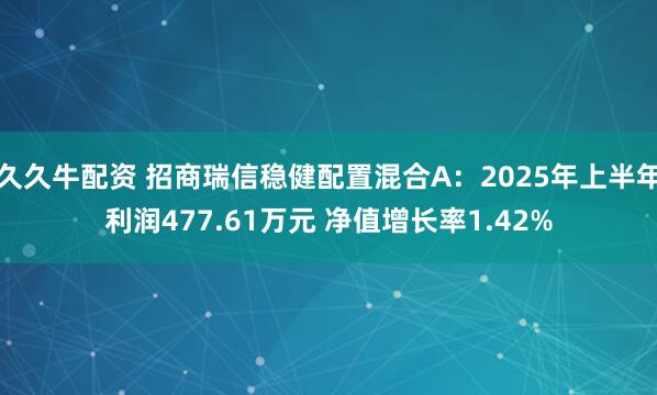 久久牛配资 招商瑞信稳健配置混合A：2025年上半年利润477.61万元 净值增长率1.42%