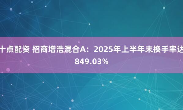 十点配资 招商增浩混合A：2025年上半年末换手率达849.03%