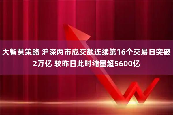 大智慧策略 沪深两市成交额连续第16个交易日突破2万亿 较昨日此时缩量超5600亿